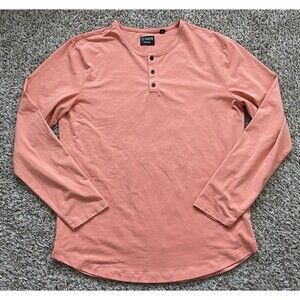 Cuts Clothing Henley Shirt Mens XL Curve Hem Long Sleeve Salmon/Coral?